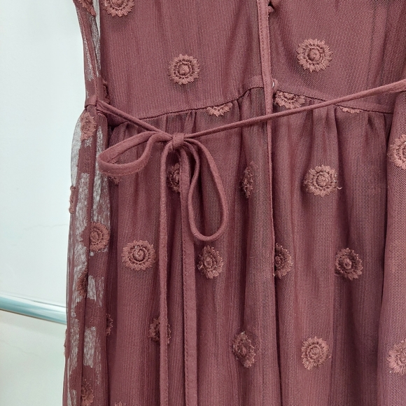 Abercrombie & Fitch Burgundy Floral Mesh Maxi Dress Size XS - Picture 8 of 12